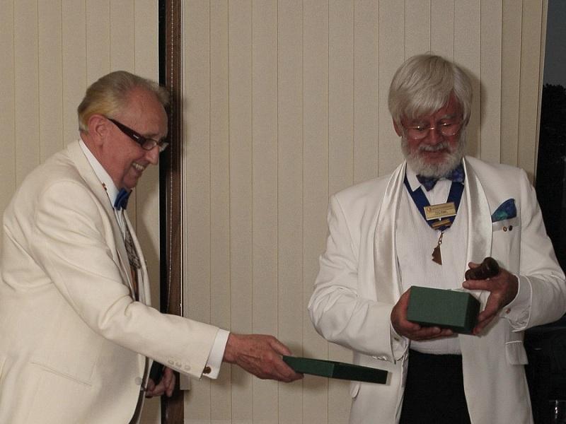 President's Induction Meeting 2012 - President Colin Presenting Hon Sec Terry with Gavel