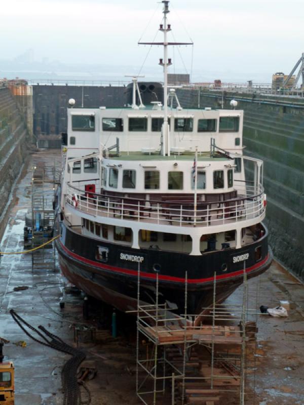 RFA Fort Rosalie and Cammell Laird - 1-Mersey-Ferry-Snowdrop-in-dry-dock