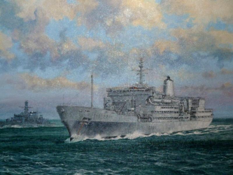 RFA Fort Rosalie and Cammell Laird - 1-painting-of-RFA-Fort-Rosalie