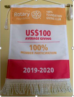 Donating to the Rotary Foundation - Average donation of $100 with 100% member participation