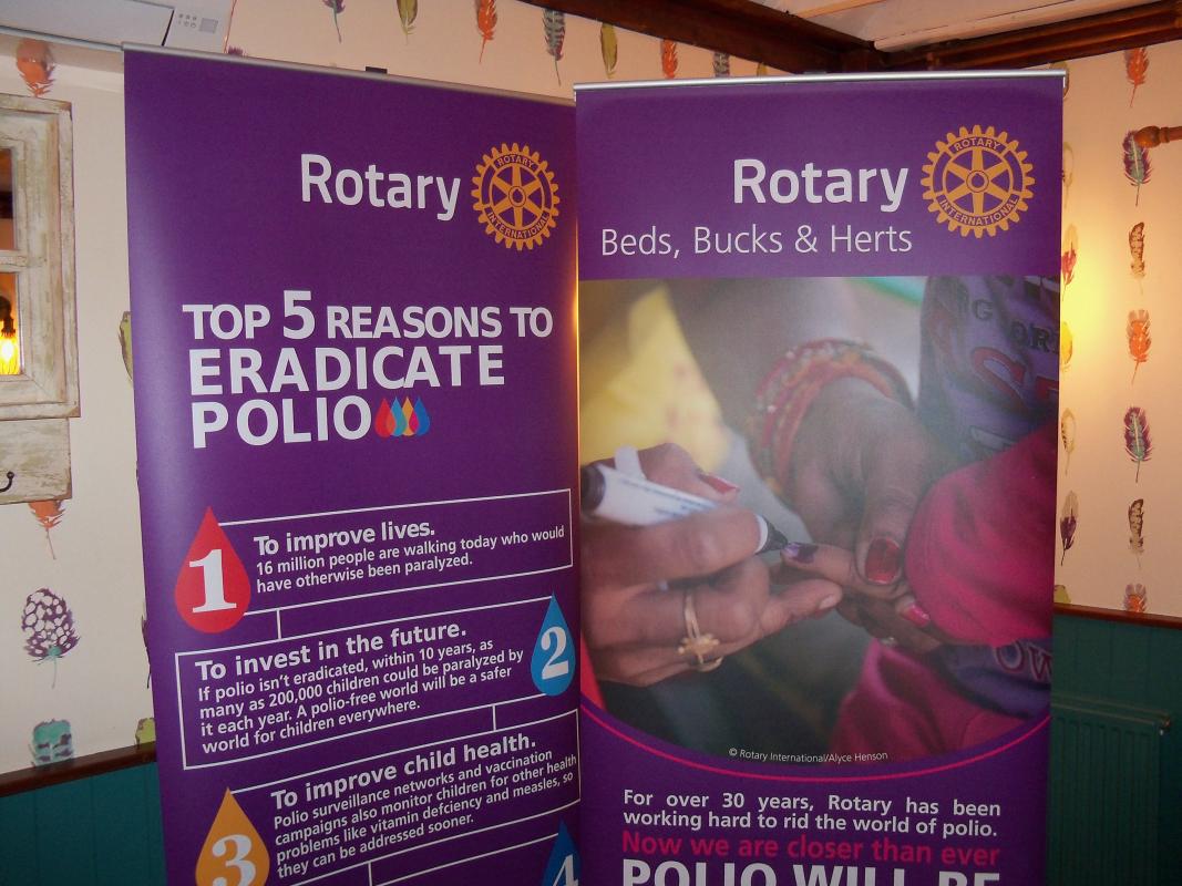 World Polio Day Thursday 24th October 2019 - District Governor Mary Whitehead with Martyn Gates and President Bob Knowles
