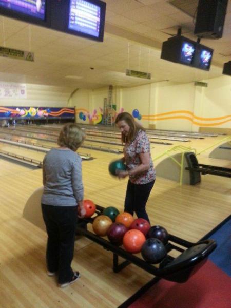 Ten Pin Bowling for fun - Mines the one with the LV on it!