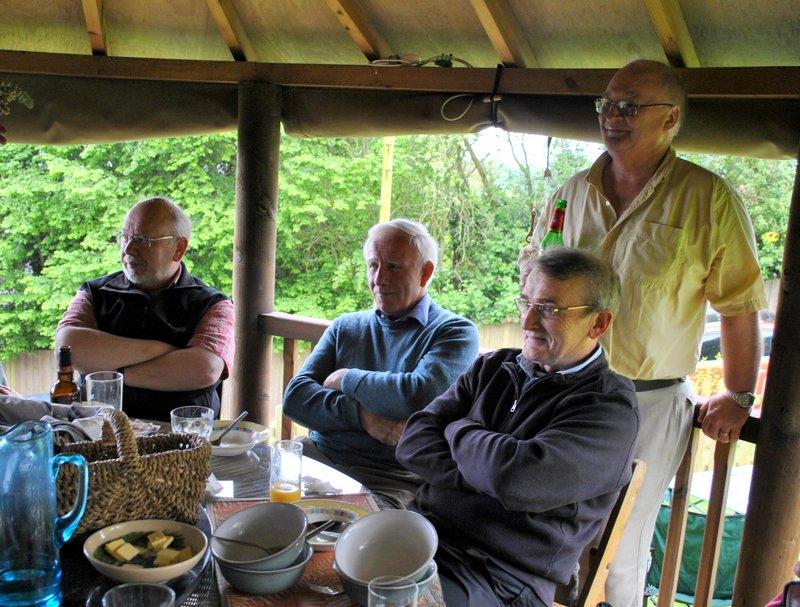 12.45 for 1pm Frugal lunch at Paul Barrett's home - Listening intently
