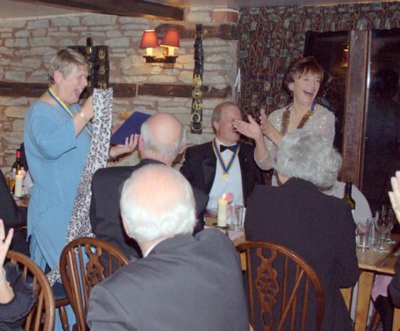 President's evening at the Riverside Inn, Aymestry - Sharing a joke..... 