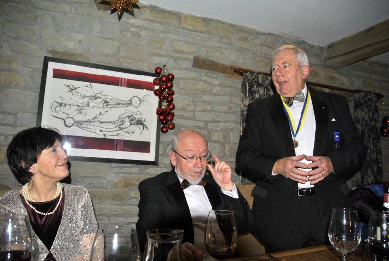 Evening Christmas Meal at the Stagg Inn, Titley - Dorothy, Norman with Martin entertaining us