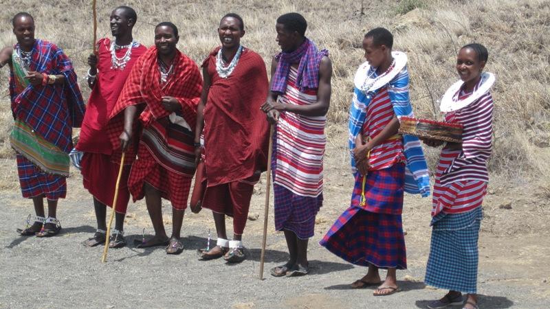 2015: Visit to Tanzania - Masai Lodge staff greet us