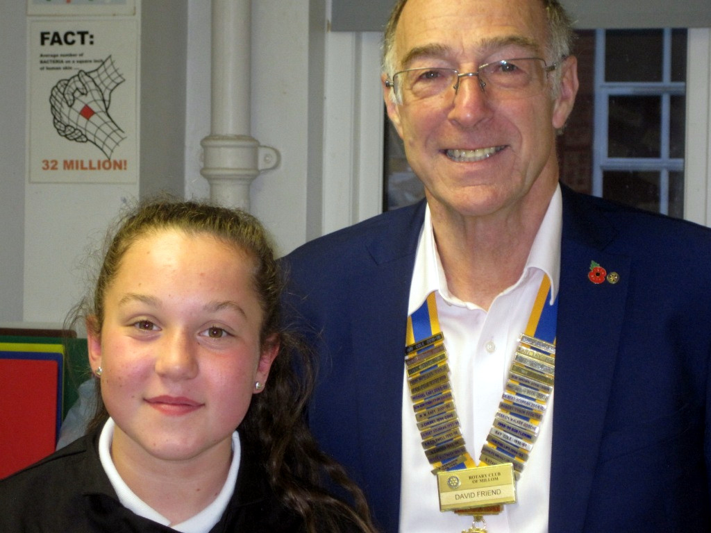 Rotary Young Chef competition 2016  - President David with last year's winner Charlotte 
