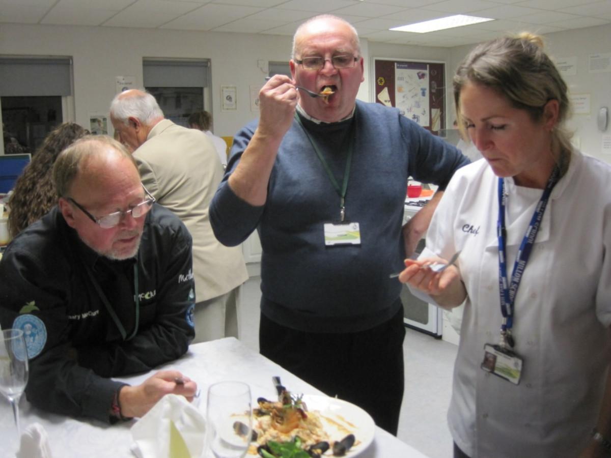Rotary Young Chef competition 2016  - Judge Peter Atkinson enjoys a tasty morsel