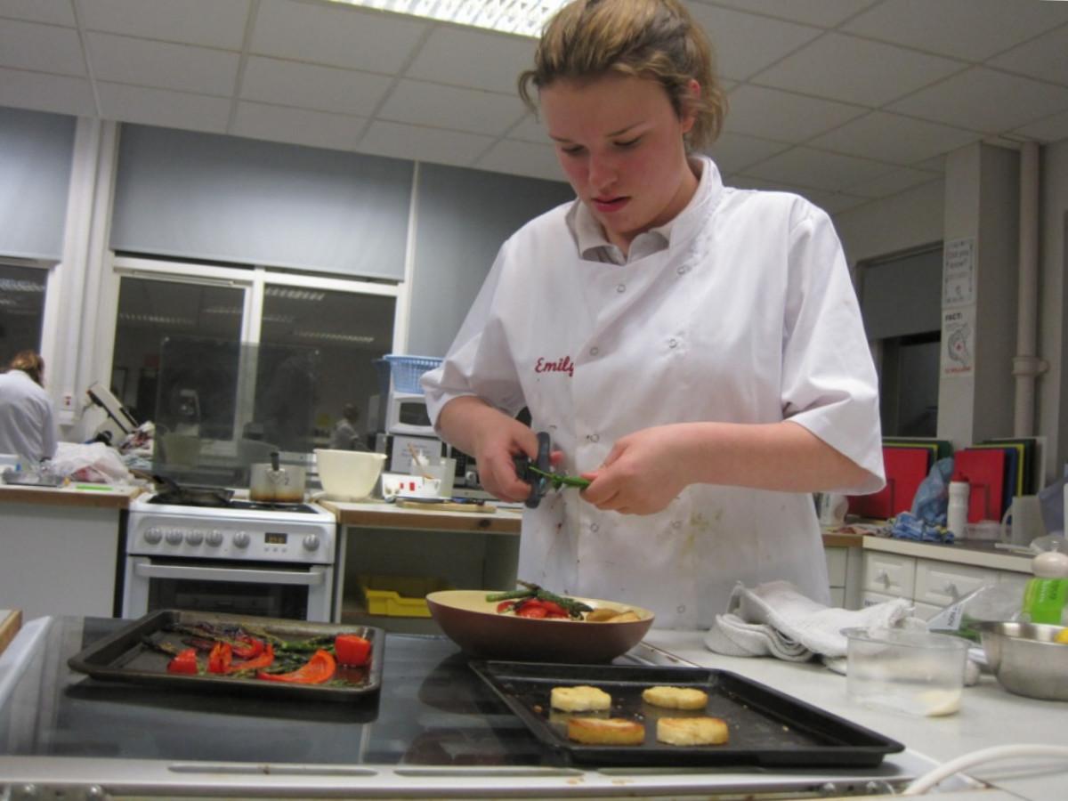 Rotary Young Chef competition 2016  - Emily prepares her green beans.