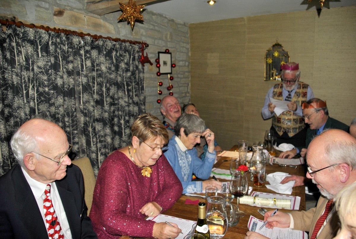 Christmas dinner at the Stagg in Titley - Brian with Dave B's golf award