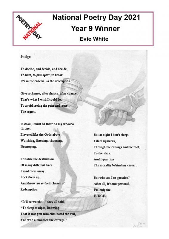 National Poetry Day - Winners 2021 - Evie White composed the winning entry for Year 9 