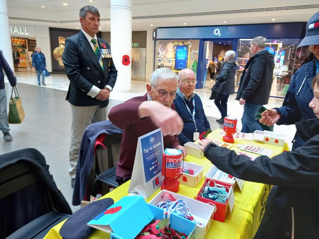 Poppy Appeal - Nov 2022 - Rtns. Bill & John & a Royal Artillary veteran collecting in the Glades on the second Saturday
