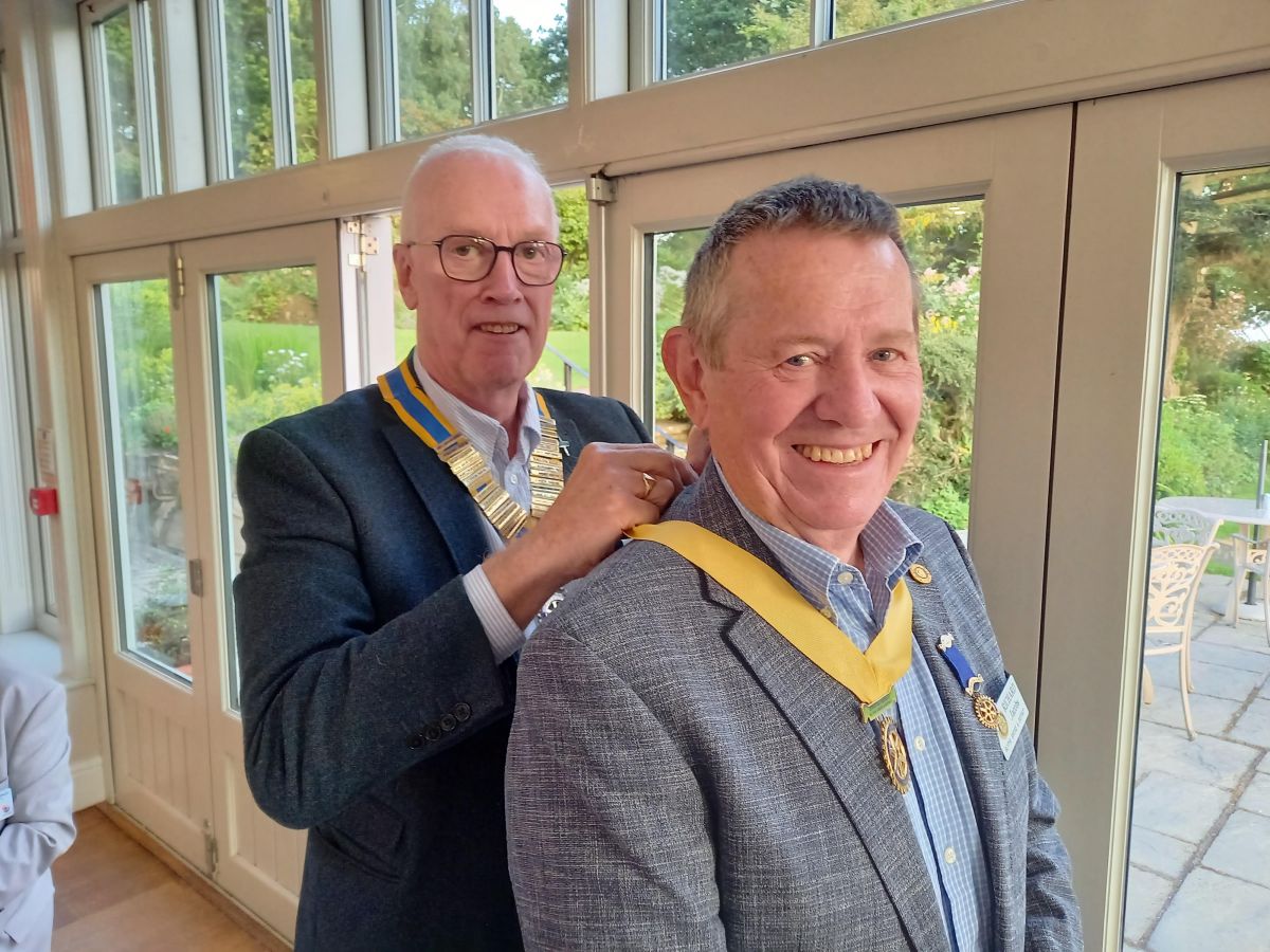 2023 - End of One & The Start of a New Rotary Year  - President Peter welcomes President Elect Richard.