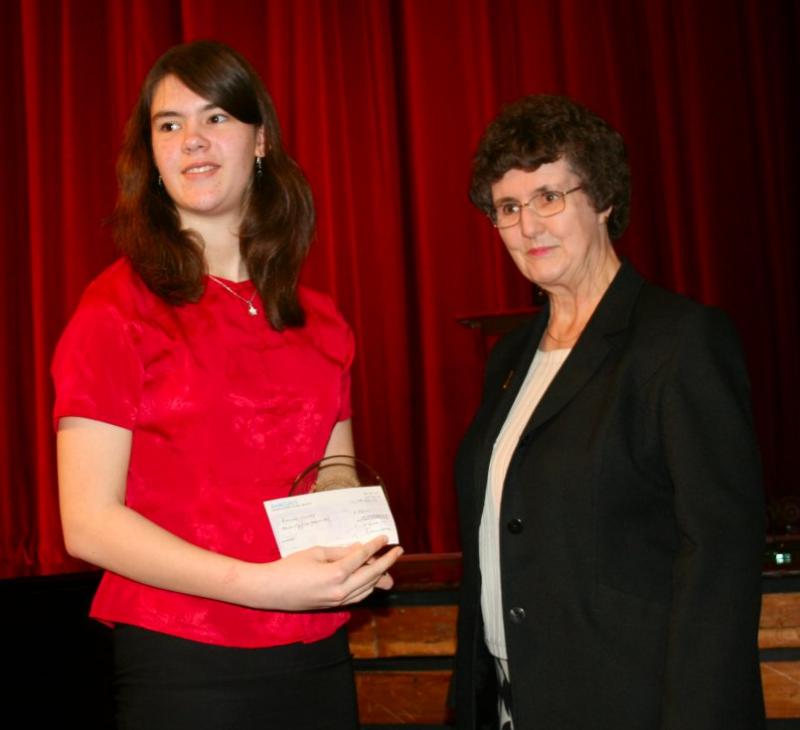 Young Musician Final - 28 Esmae Woods receives her trophy and cheque