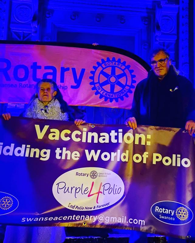 Latest News - Here we are on World Polio Day outside Swansea Guildhall