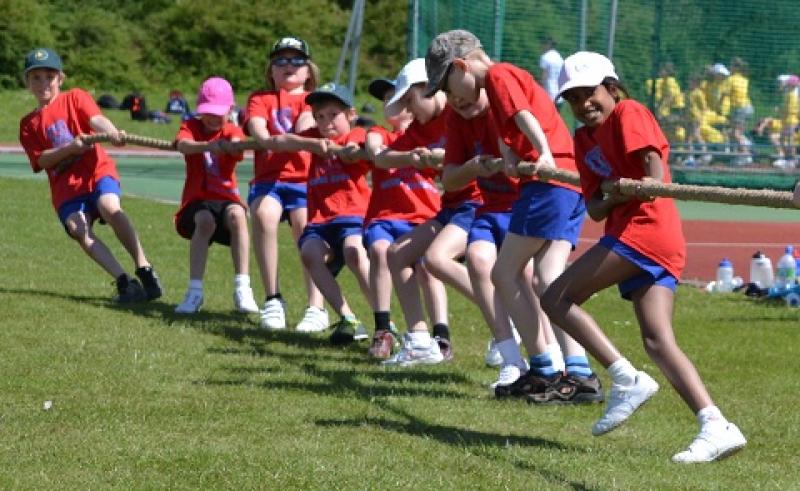 Jun 2012 Mini Olympics - run by the South Cambridgeshire Schools Partnership, at Wilbeforce Road CB3 0EQ - 8. Tug of War