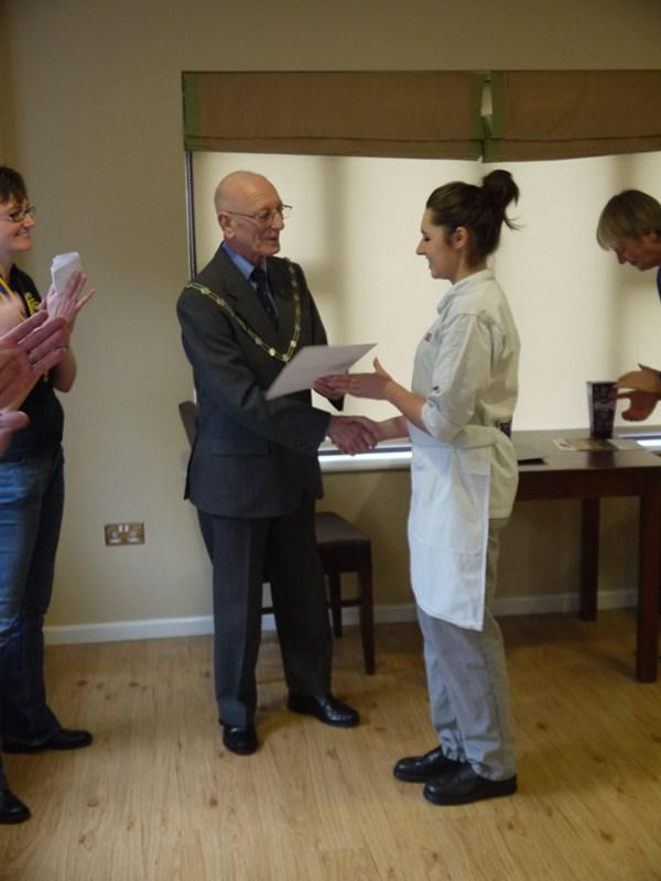 Young Chef Competition - 822 - Phoebe Hart receiving Certificate from the Mayor