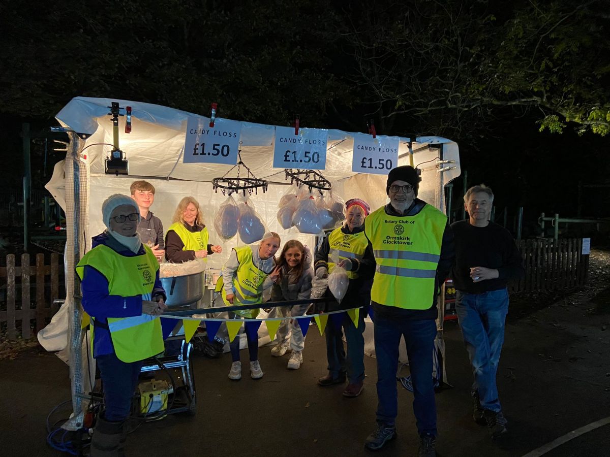 Community Projects - Candy floss stall at Halsall fireworks display 2021 to raise Rotary funds