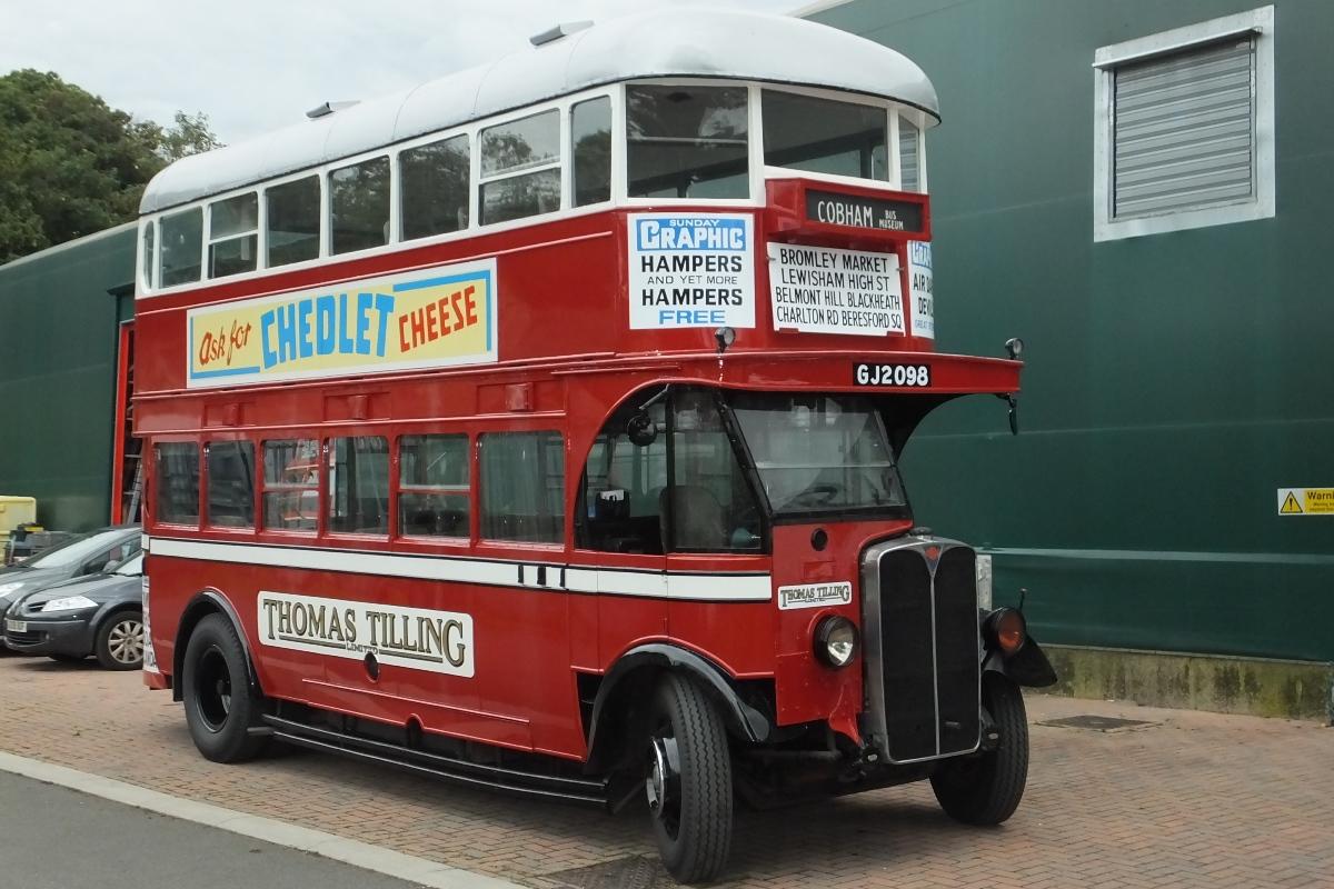 Ashtead Village Day 2017 - 1930 AEC Regent 1 bus leading Cherished Car Run