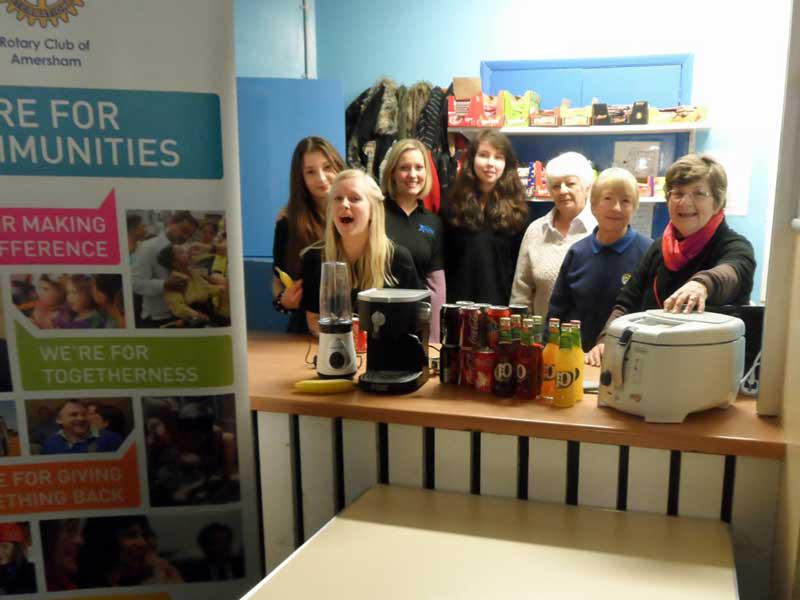 28 February 2014 - Club visits Chiltern Youth Club, part of our investment in the community - Volunteer youth workers Laura, Colette, Paloma with the lead youth worker Amelia Godden and Rotarians Barbara Cursley, Pat Armstrong and Terry Neale.

