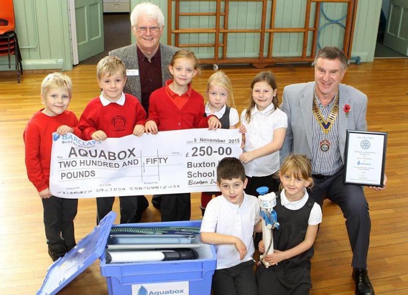 Disaster Aid Effort - Rotary Club of Buxton - Buxton Infants School donate fpr Aquabox
