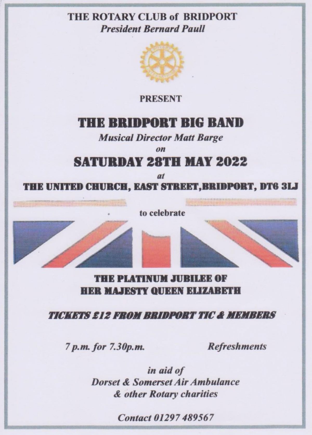 Bridport Big Band Jubilee Concert at the United Church.  - 