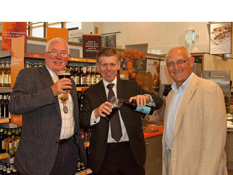 Tarleton Beer Festival 2014 - Manager of Booths, Hesketh Bank, our main sponsor, Peter Holroyd, with Bill Thomas and Kevin Allatt