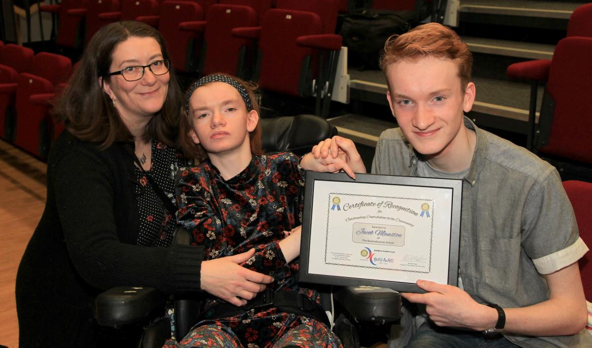 Youth Awards 2017/18 - Bromley Rotary Awards- Jacob Manston with Mum and sister, Hannah