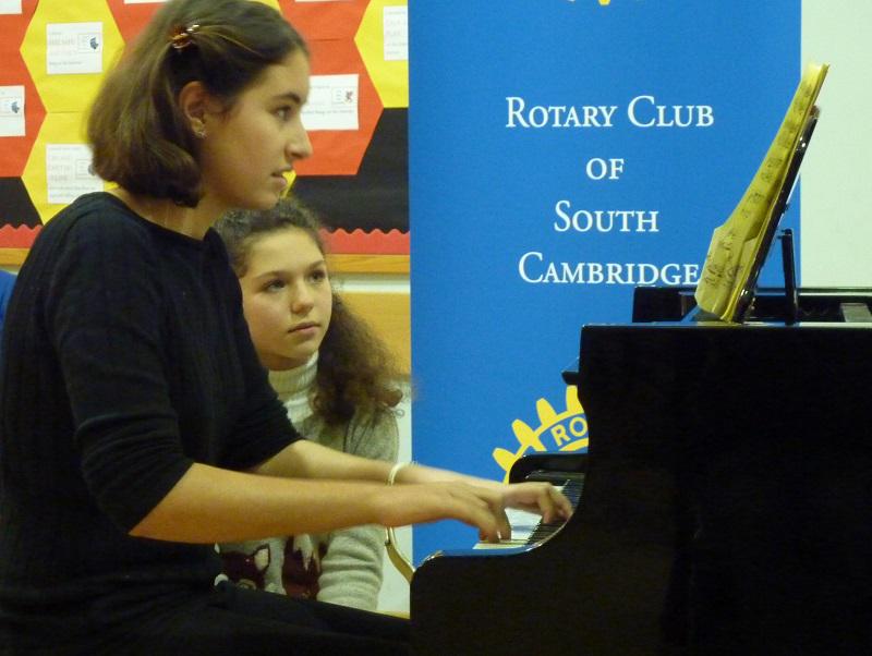 Feb 2014 Club Competition Rotary Young Musician 2014 - Clara on piano (14yr) with page turner Juliette