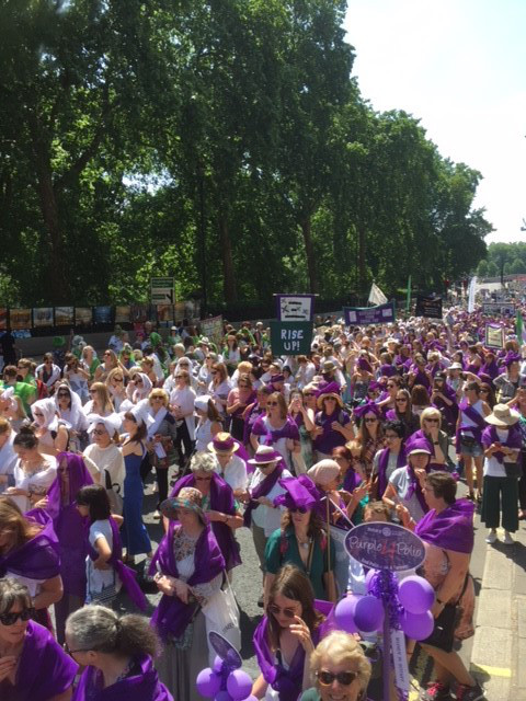Women's 100 years of Suffrage March - Can you spot the Purple for Polio balloons?