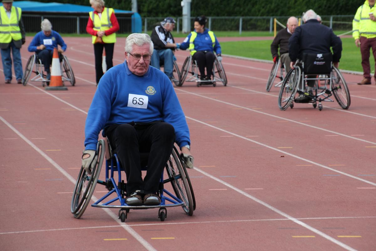 Joint Rotary Clubs Success with “Push4IT” Wheelchair Racing - Colin McCartney of Biggleswade-Ivel is really taking it seriously - and is right on track!