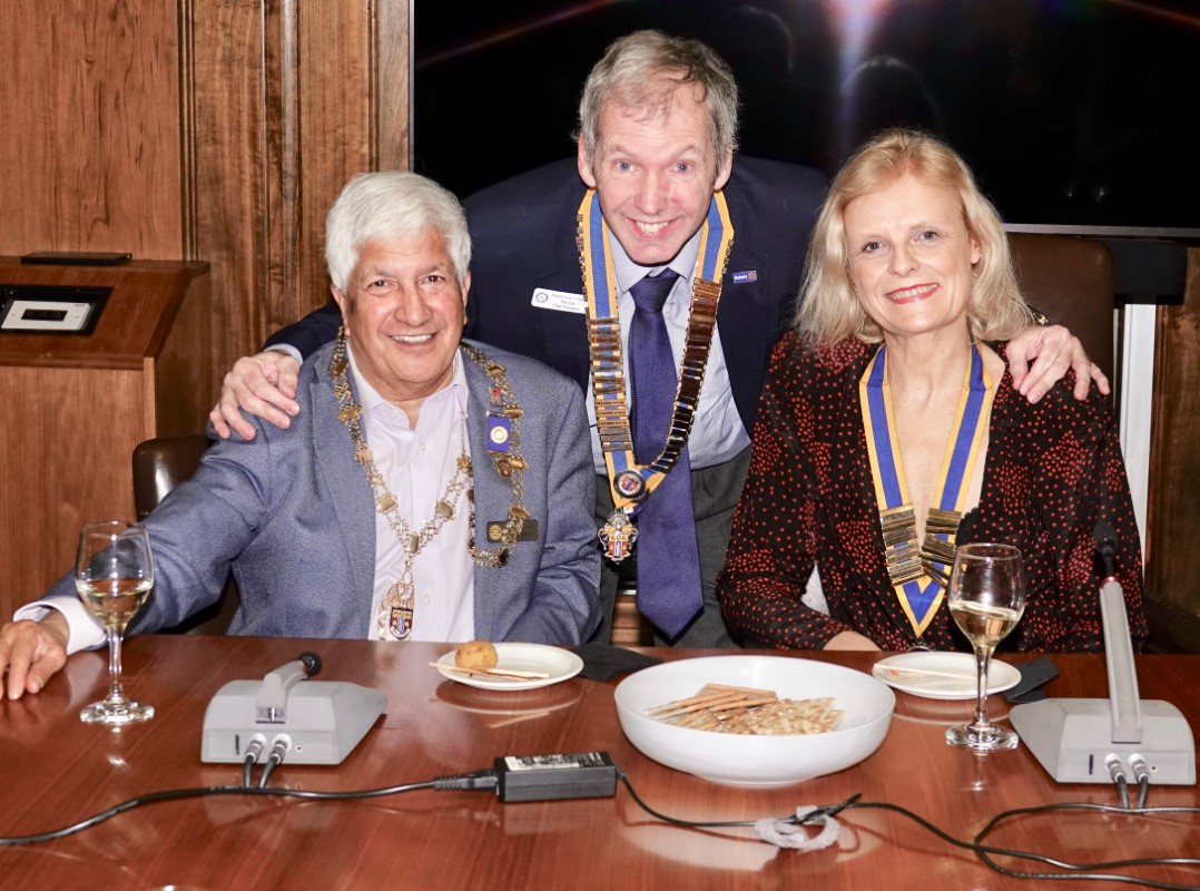 Watford Rotary Club Celebrates 95 Years Of Service - Rabi, Tim and Isabelle at the Wine and Cheese Party