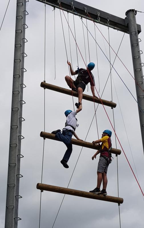 RYLA 2019 - Working as a team to get Rtn Nigel Benson up the Jacobs Ladder