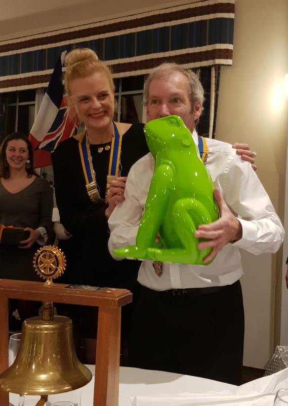 District Governor's Newsletter - March 2019 - Watford’s twin club Nancy Majorelle present them with a Green Frog for their 95th Anniversary