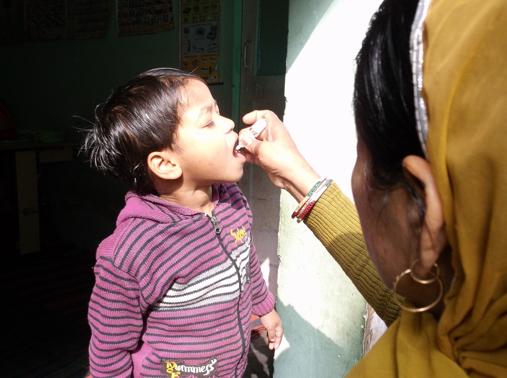 January 2017 Amritsar National Immunisation Day - Giving drops