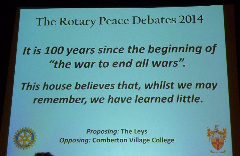 Sep 2014 Public Peace Debates - Everyone Welcome - the Leys School 4pm - .