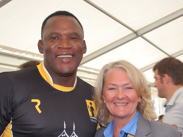 Rotary Wessex vs Lashings Cricket Match - Devon Malcome was keen to try his ventriloquist skills with District Governor Caroline Millman at the Rotary Wessex vs Lashings cricket match.