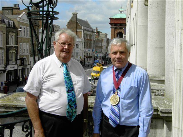 RIBI President in 1240 - RIBI President and Colchester Mayor on the Tow Hall balcony.  Totally ignored by the public below!