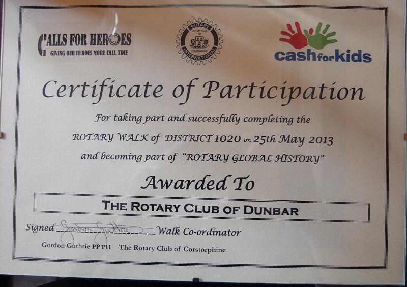 Rotary Year 2013-14 - District Walk Certificate