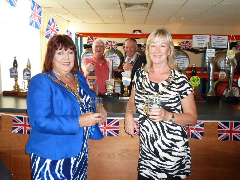 Tarleton Beer Festival 2014 - Doreen Stephenson Mayor of West Lancashire with her Lady Consort, Bea Brooks open The Tarleton Beer Festival