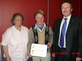 PHF Award to Eddie Allen - Former Rotarian Eddie Allen displays his PHF Award