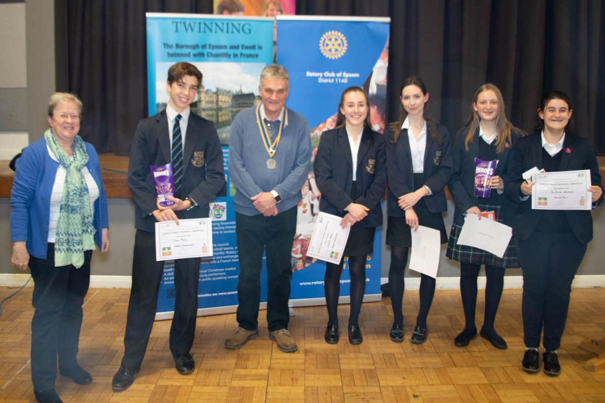 French Speaking Competition - Steve Sharkey and Anne Richardson with the competitors