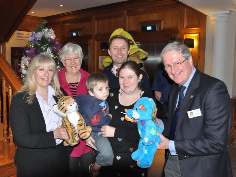 Rotary in Exeter - Presenting the prize to the most sponsored Teddy bear