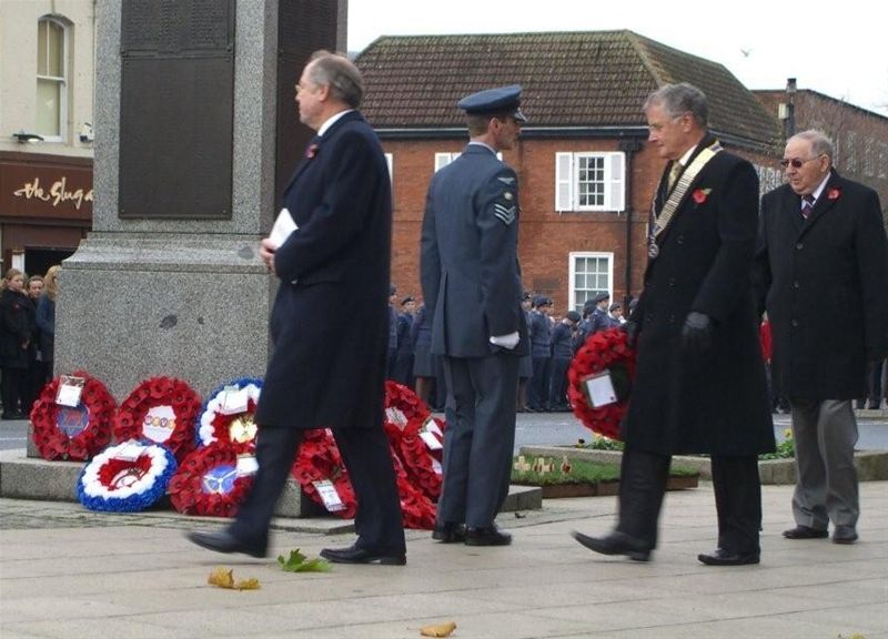 ARCHIVE - Club treasurer Nigel Turner, president Graham King and vice president Malcolm Brown lay a wreath at the war memorial in Sale on Remembrance Day 2009.