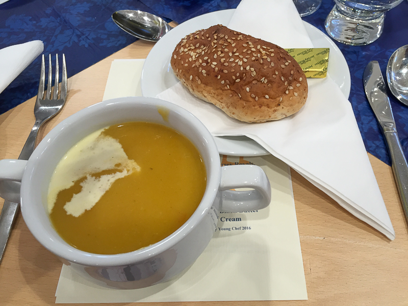 First Rotary Dinner at the Refurbished Club - Spicy Butternut Squash Soup with a seeded wholemeal roll