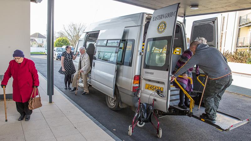 The New Club in action - Feb 2016 - Using one of our two minibuses to be collected from their home.