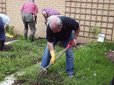 Gardening at Mirfield special School - David Newman gets stuck in