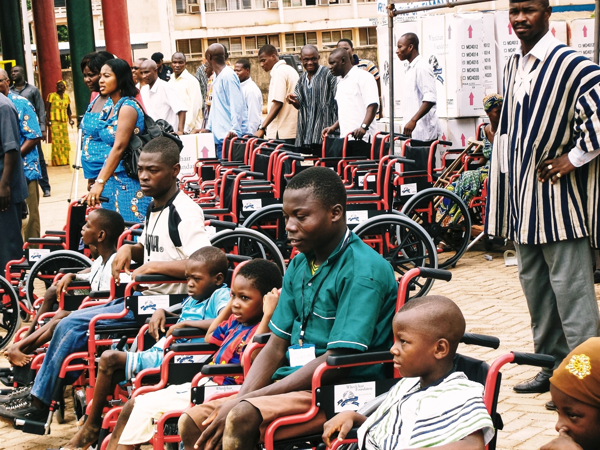 International Service - Adults and children were beneficiaries of the 110 wheelchairs in the first batch.
