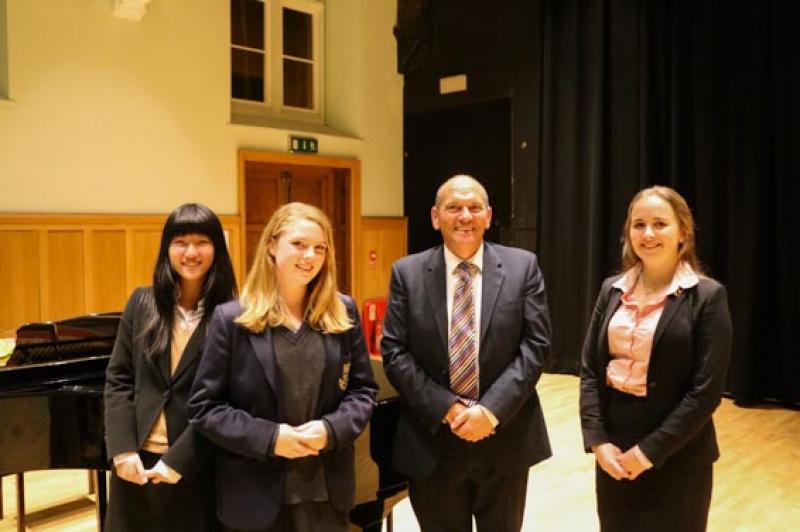 Young Musician Epsom Rotary Heat - The girls with their teacher, Graeme Lodge