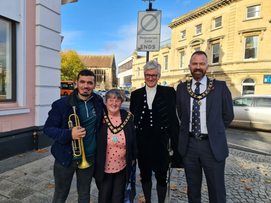 Friends of Rotary - Luis Martelo with Sue Lees the Mayor of Taunton and the High Sheriff of Somerset, Thomas Sheppard